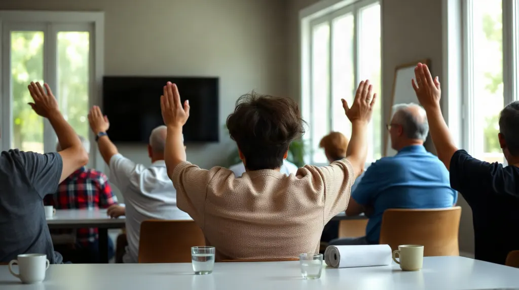 Vote à main levée lors d'une assemblée générale de copropriété