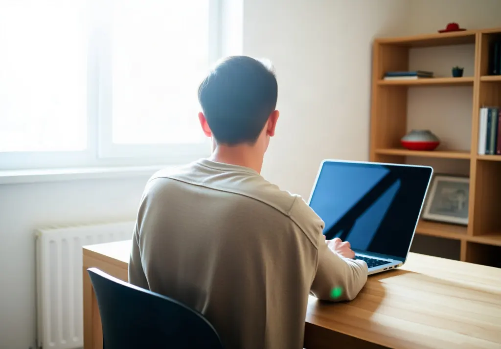 Gestionnaire de copropriété consultant des documents sur ordinateur portable