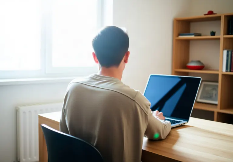Gestionnaire de copropriété consultant des documents sur ordinateur portable